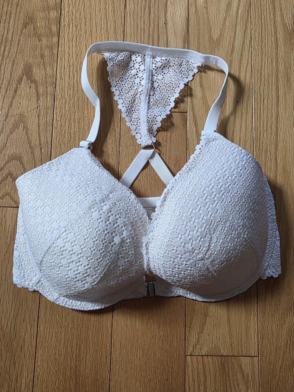 aerie White Lace Padded Racerback Bra